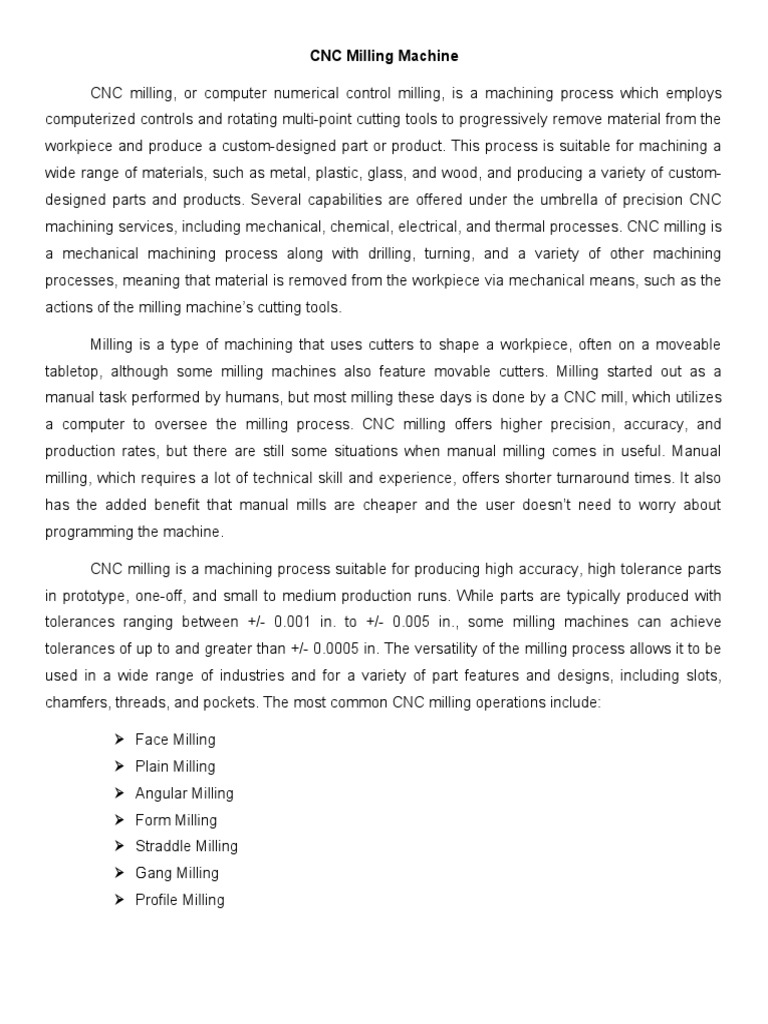 CNC Milling Machine PDF