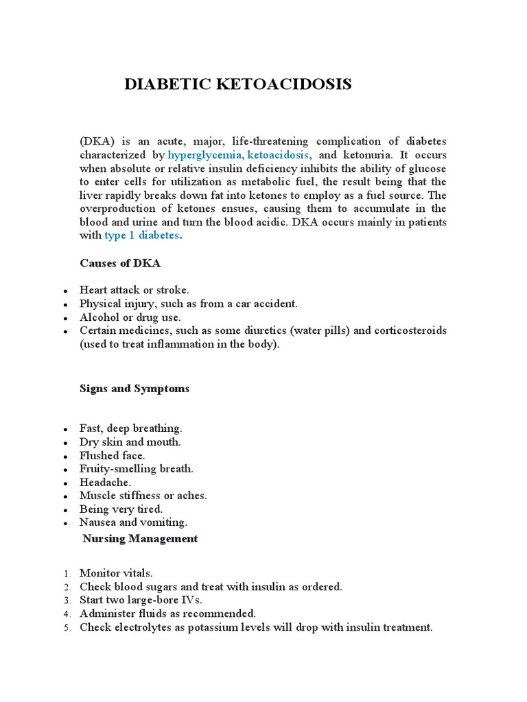 Diabetic Ketoacidosis Causes, Signs, Symptoms, and Nursing Management