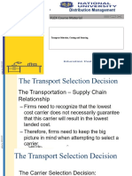 Distribution Management Module 5 Transport Selection, Costing and Sourcing