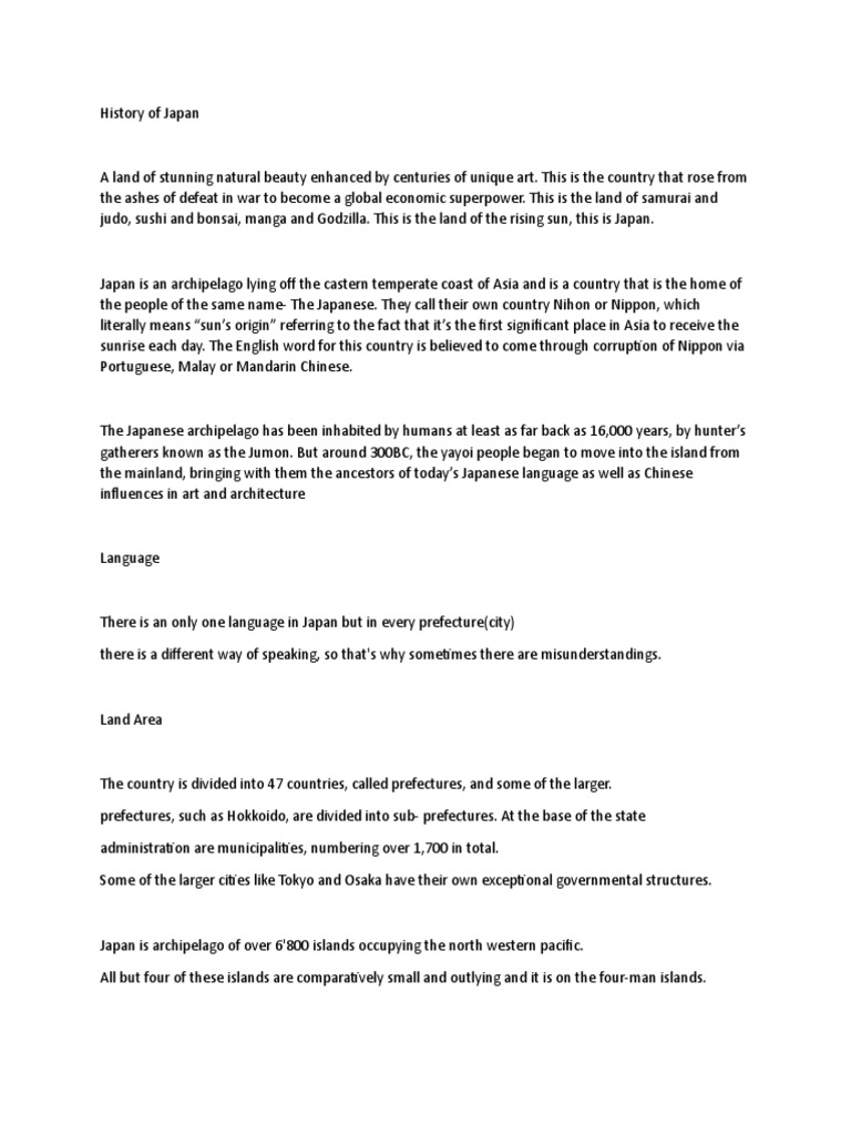 History of Japan PDF Japan Asia