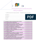 Cuestionario Sobre La Evaluacic3b3n Del Profesorado Por Parte Del Alumnado