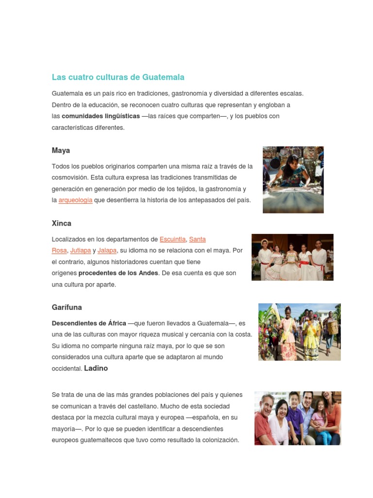 Las Cuatro Culturas de Guatemala | PDF