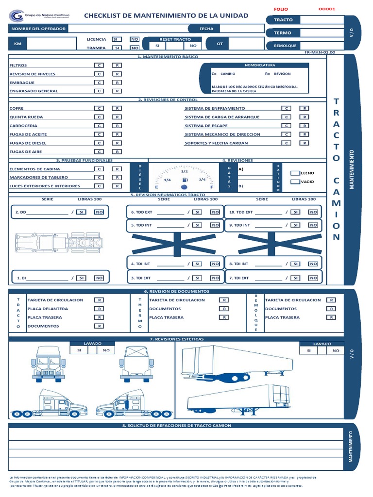 Check List UNIDAD Diesel y Caja | PDF | Tecnologías automotrices ...