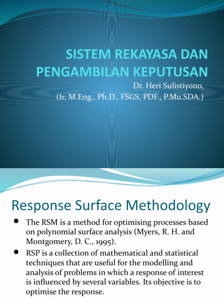 SISTEM REKAYASA Pertemuan 5 Response Surface Methodology | PDF ...