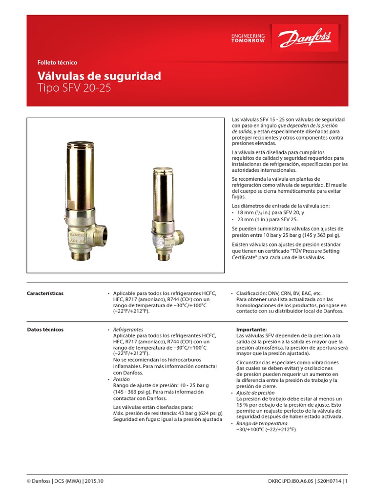 Valvulas de Seguridad SFV 20-25 | PDF | Presión | Amoníaco