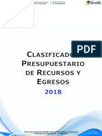 Clasificador Presupuestario de Recuros y Egresos 2018