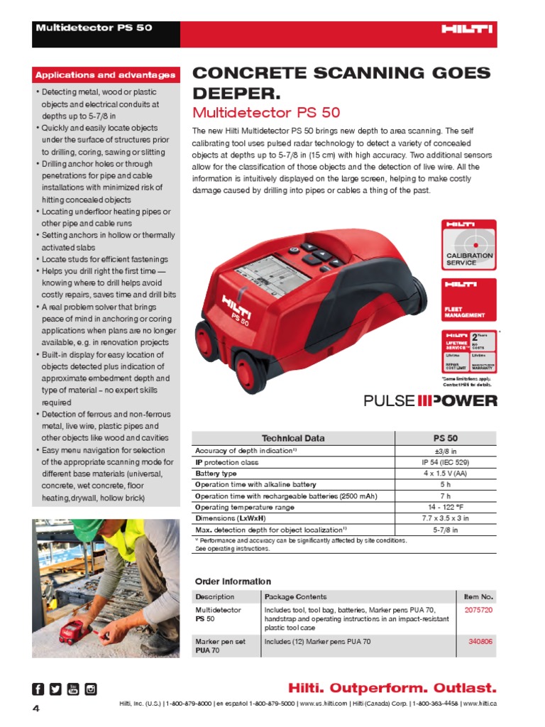 Hilti PS50Multidetector Scanning Stud Detector PDF