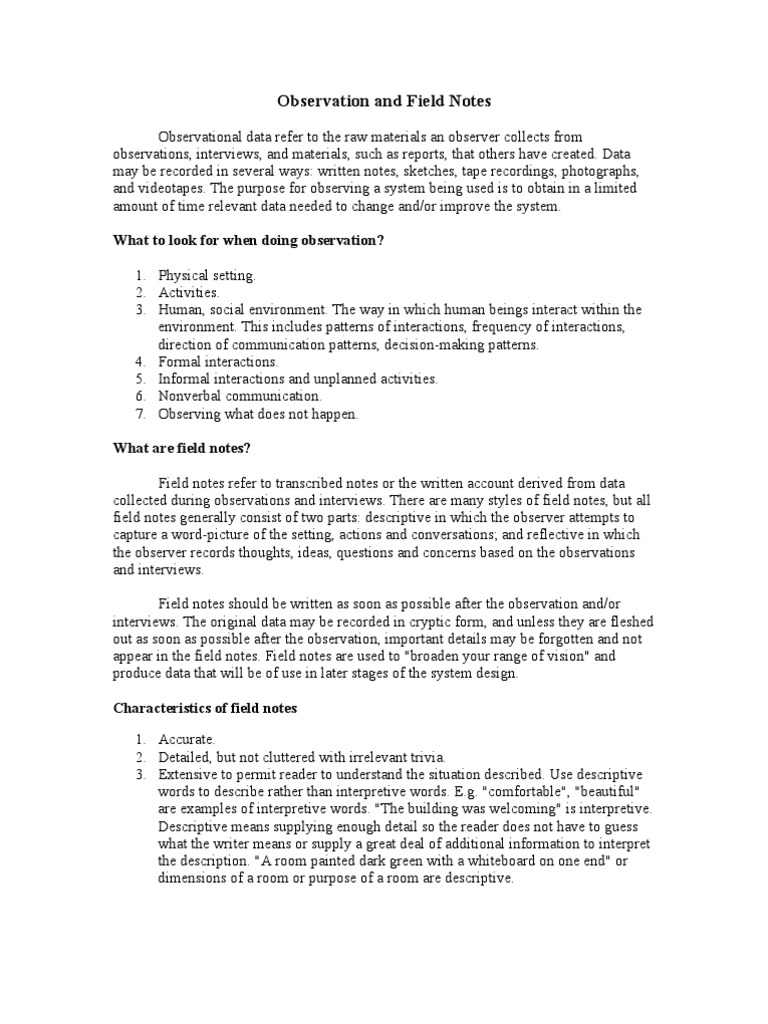How CI Observation And Field Notes Paragraph Data