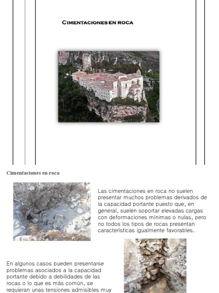 Cimentacion en Roca | PDF | Fundación (Ingeniería) | Materiales
