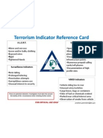 Terrorism Indicator Reference Card