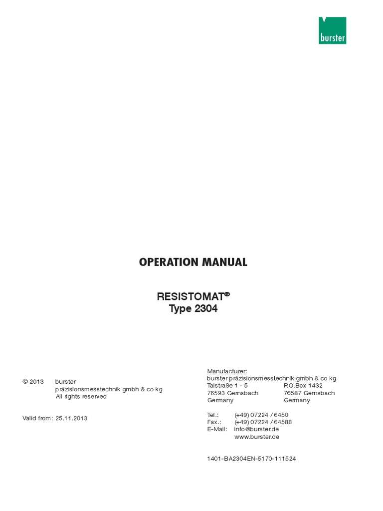 Resistomat 2304-V005 | PDF | Mains Electricity | Resistor