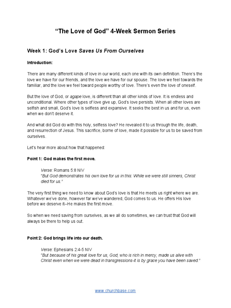 The love of god sermon series outline pdf