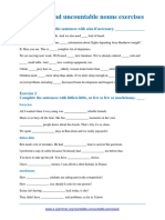 Countable Uncountable Worksheet 1