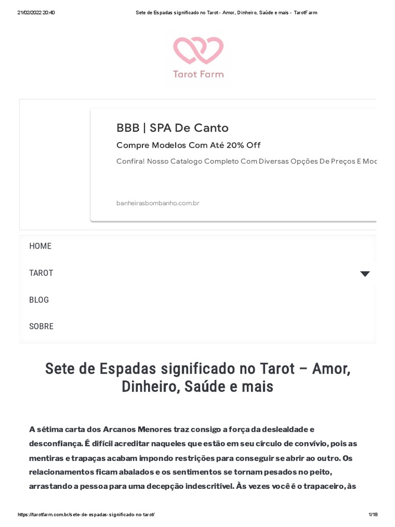 Sete de Espadas Significado No Tarot - Amor, Dinheiro, Saúde e Mais ...