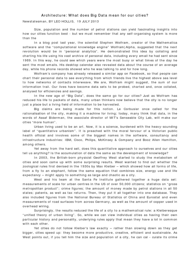 2013 Architecture What Does Big Data Mean For Our Cities PDF Data Big Data