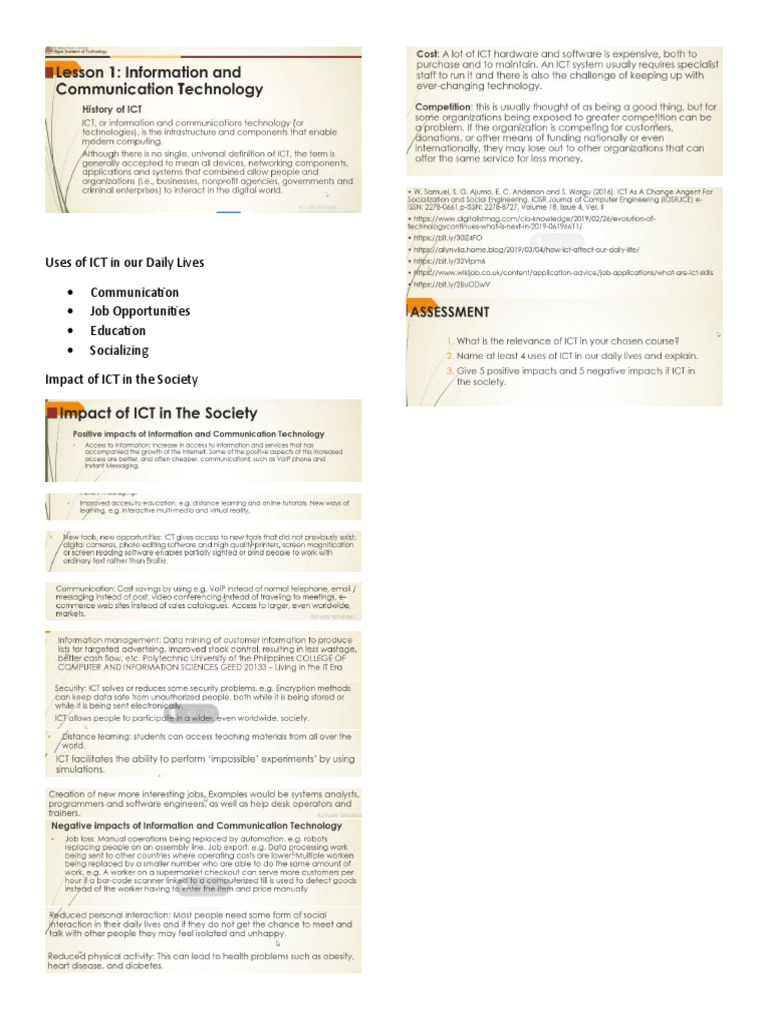 Uses of ICT in Our Daily Lives | PDF