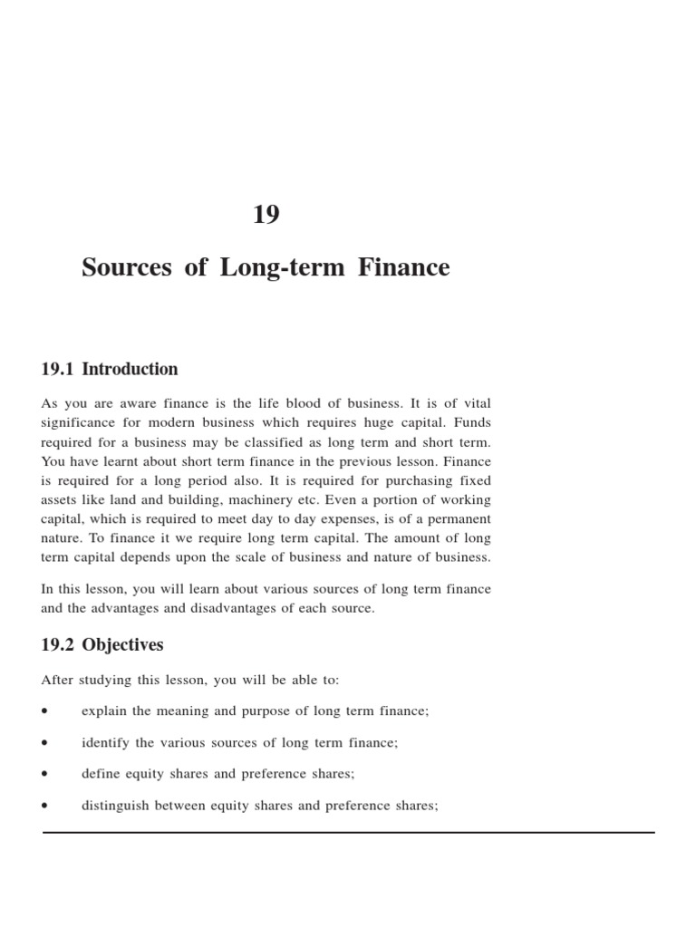 Sources of Long-Term Finance Explained | PDF | Equity (Finance) | Dividend
