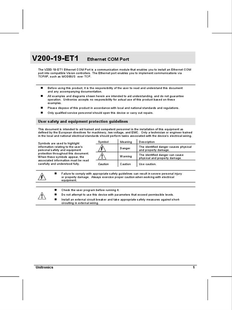 V200 19 ET1 Especificacao Tecnica | PDF | Safety | Ethernet