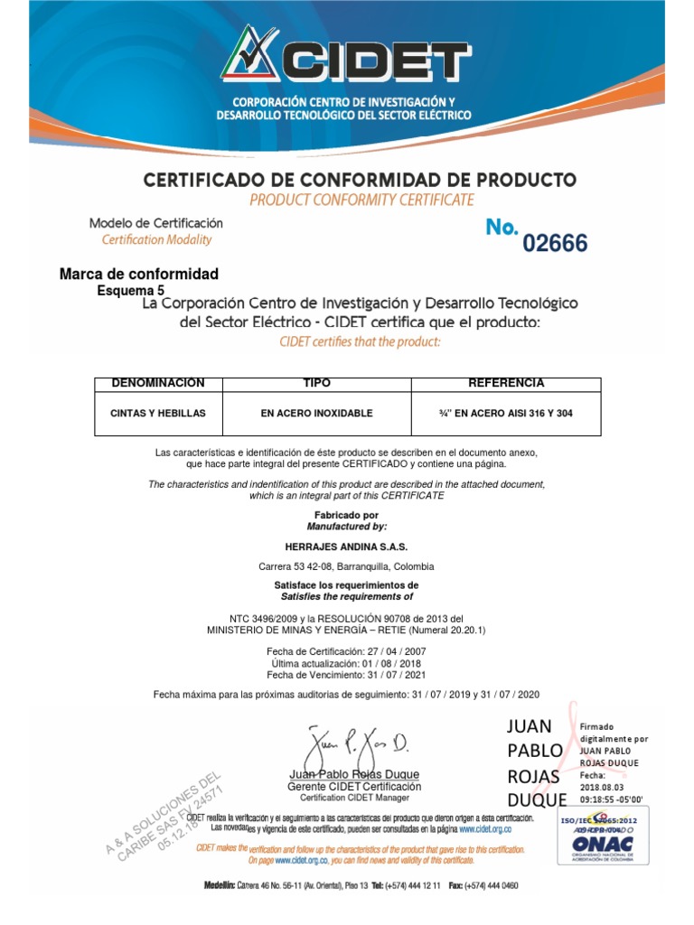 Cintas y hebillas en acero inoxidable certificadas | PDF | Rieles ...
