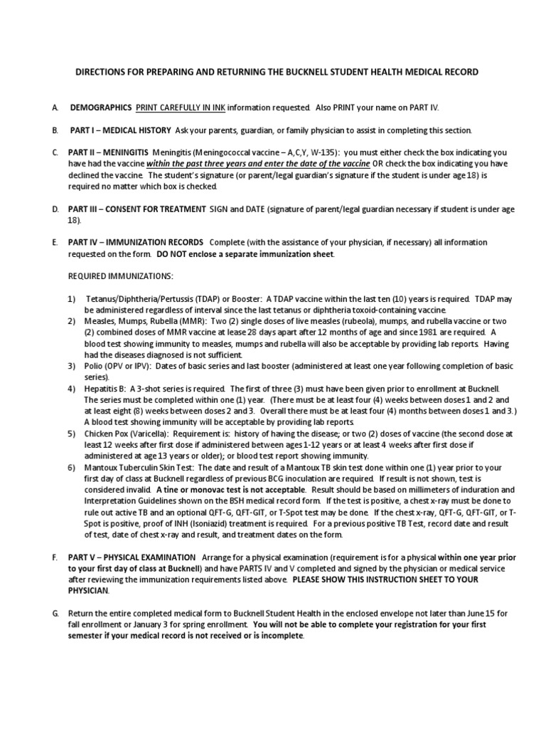 Medical Record Form Instructions | PDF | Vaccines | Medical Humanities