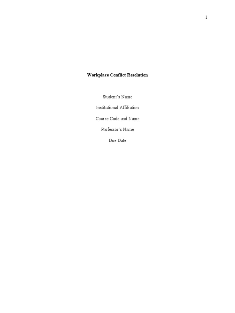 Workplace Conflict Resolution | PDF