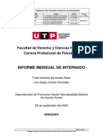 Informe Mensual Del Internado de Psicología