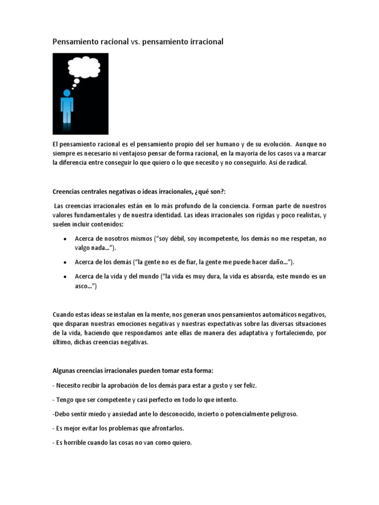 Pensamiento Racional | PDF | Pensamiento | Las emociones
