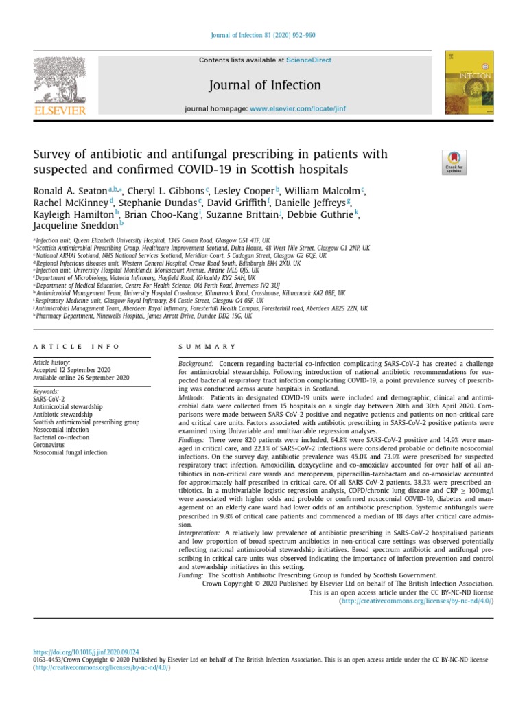 Survey of Antibiotic and Antifungal Prescribing in Patients 2020
