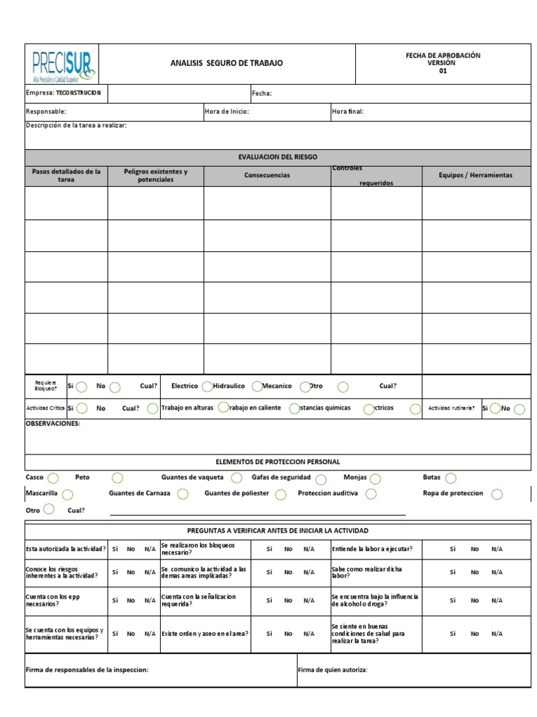 Formato AST para Análisis de Riesgos | PDF