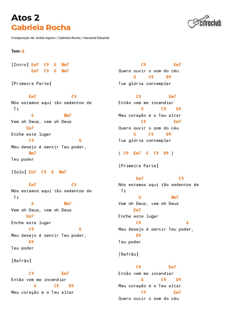 Cifra Club Gabriela Rocha Atos 2 PDF