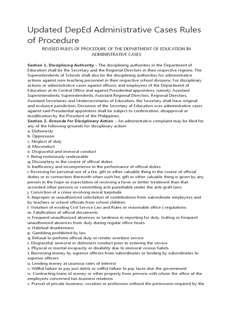 Updated DepEd Administrative Cases Rules of Procedure PDF Affidavit