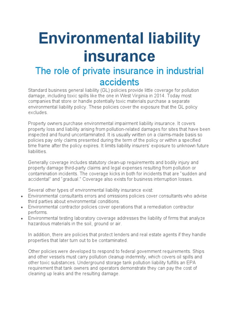 Environmental Liabilities And Insurance Law In The United States – NNKHC