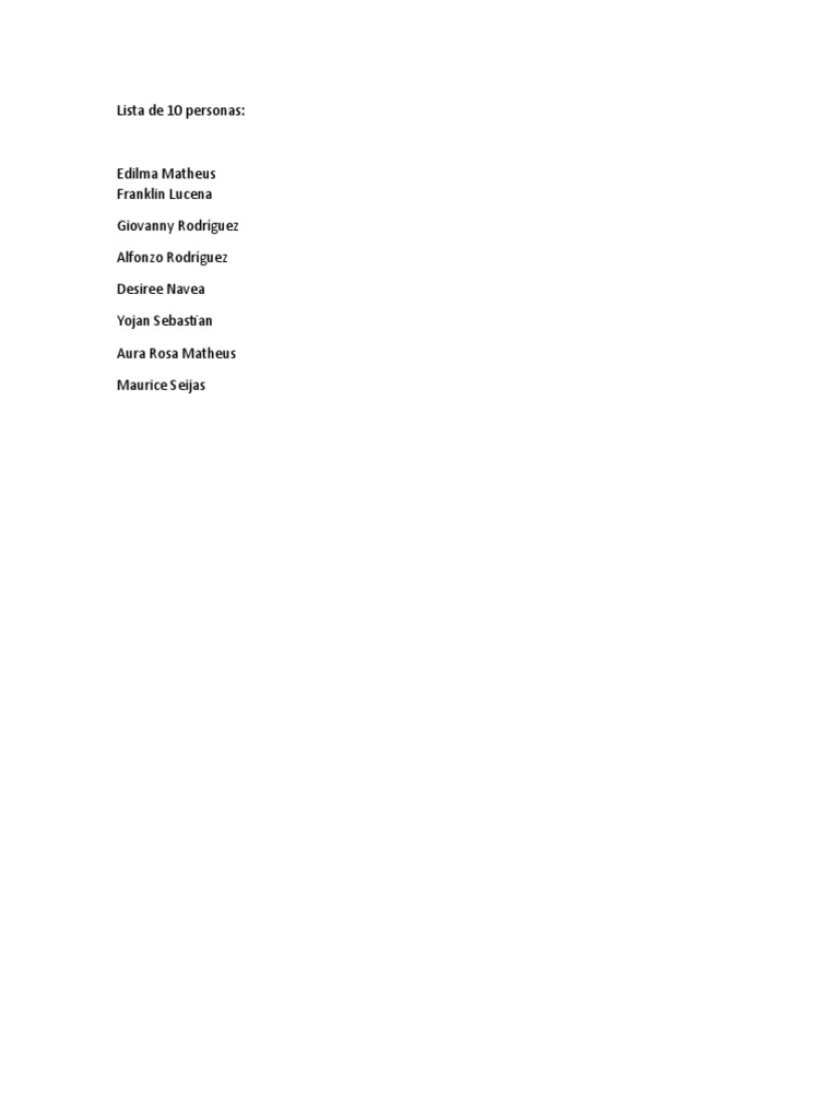 Lista de 10 Personas | PDF