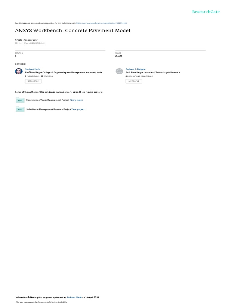 Ansys Workbench Concrete Pavement Model Pdf Deformation