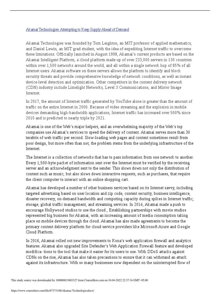 Akamai Technologies | PDF | Internet | Cloud Computing