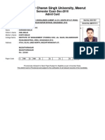 Chaudhary Charan Singh University, Meerut: Semester Exam Dec-2010 Admit Card