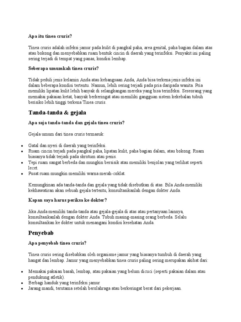 Apa Itu Tinea Cruris PDF Kesehatan Holistik