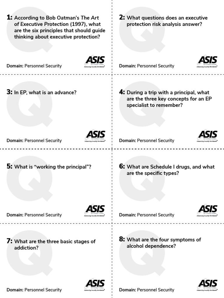 CPP Flash Cards Personnel Security PDF Drug Test Securities