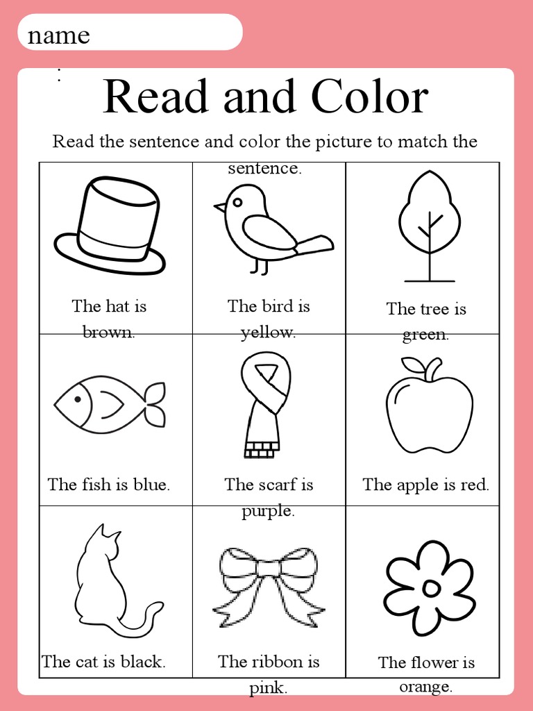 Read and Color Worksheet | PDF