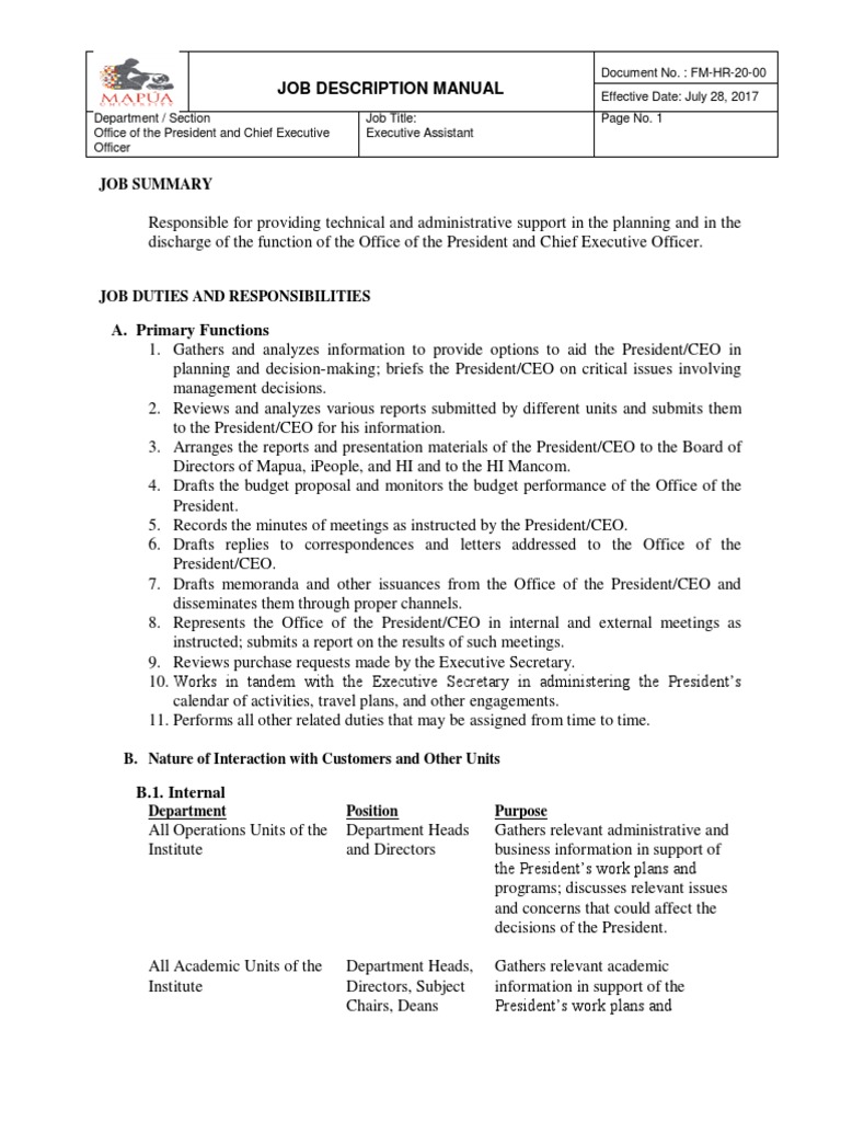 Executive Support The Key Responsibilities and Interactions of a