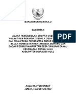 5.8.2022 Pidato Bupati Pada Pelantikan Penjabat Kepala Desa Kuala Lala Dan BPD Desa Moroang Dan Tanjung Danau Kecamatan Sungai Lala