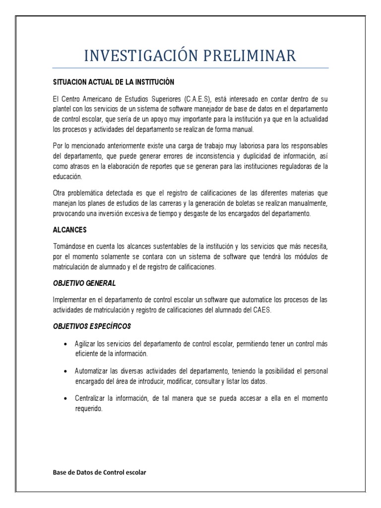 Investigacion Preliminar | PDF | Software | Bases de datos