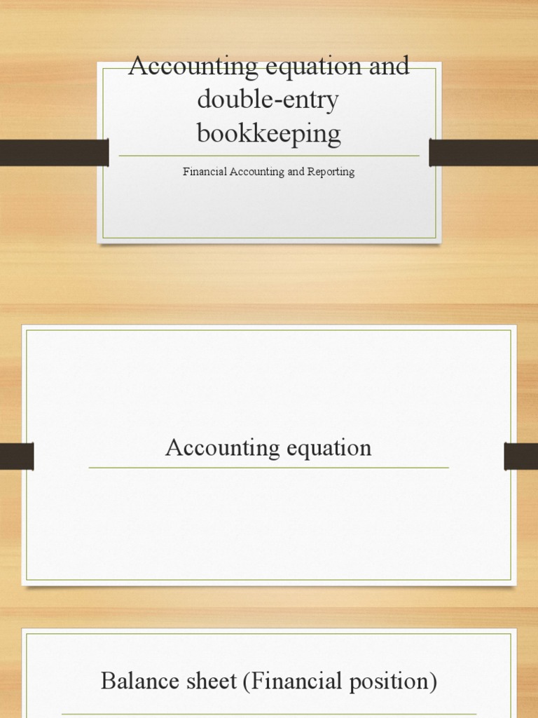 Accounting Equation and DoubleEntry Bookkeeping PDF