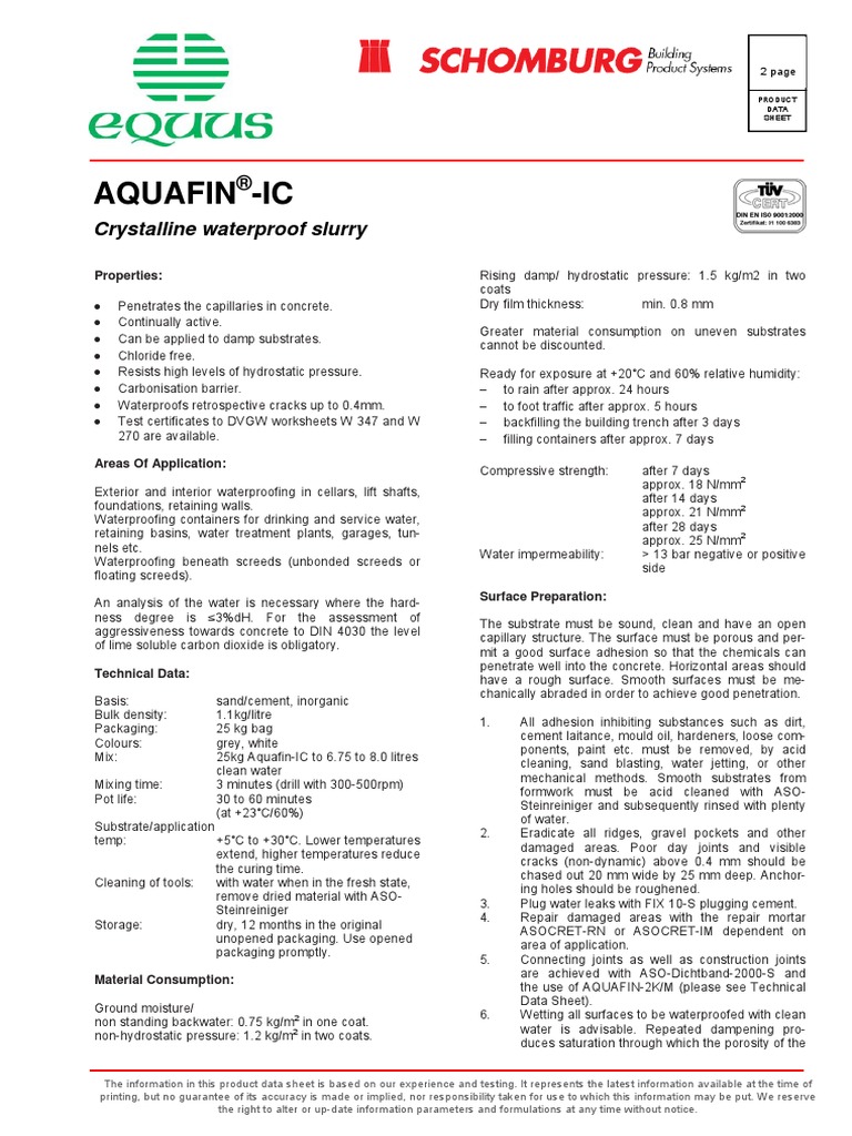 Schomberg Aquafin IC PDF Concrete Water
