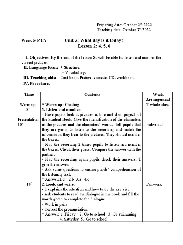 Unit 3 Lesson Plans for Grade 4 English | PDF | Reading Comprehension ...
