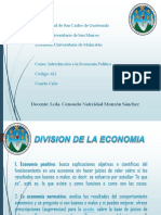 División de La Economía y Clasificación de Las Necesidades 27-08-2021