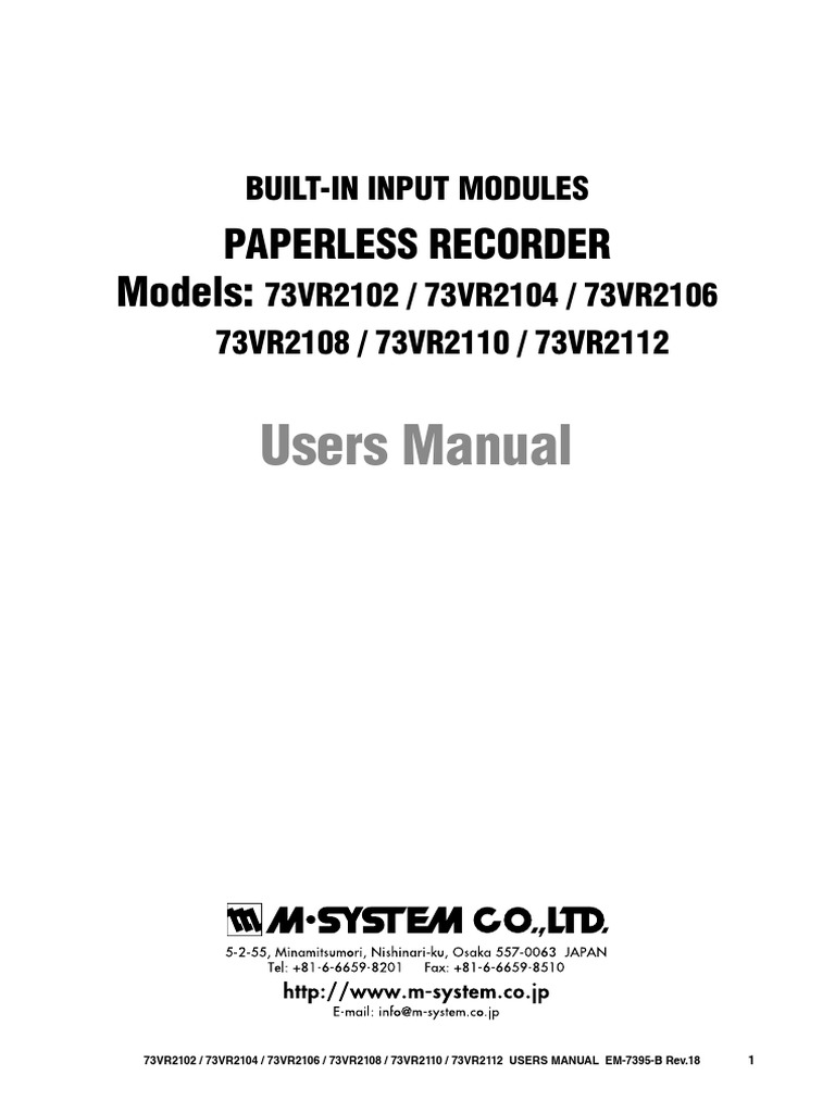 Users Manual Paperless Recorder Models PDF Thermocouple Analog