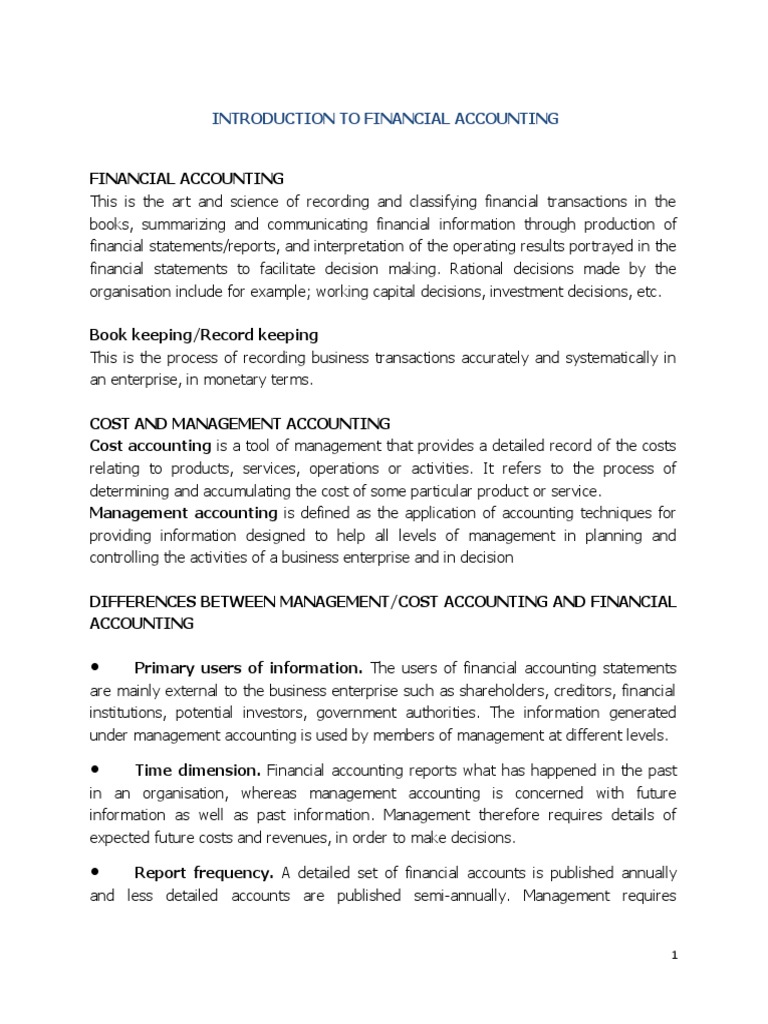 INTRODUCTION TO FINANCIAL ACCOUNTING | PDF