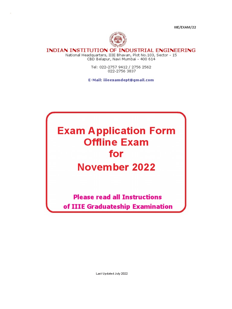 Nov 2022 Exam Form | PDF