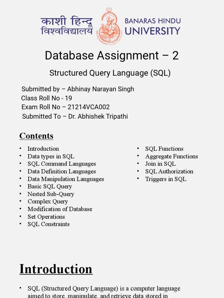 Structured Query Language Complete PPT For BVOC Computer Application ...